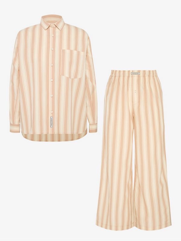 rihanna spotted in la wearing a striped savage x fenty pajama set and blush satin maison margiela tabi ballet flats