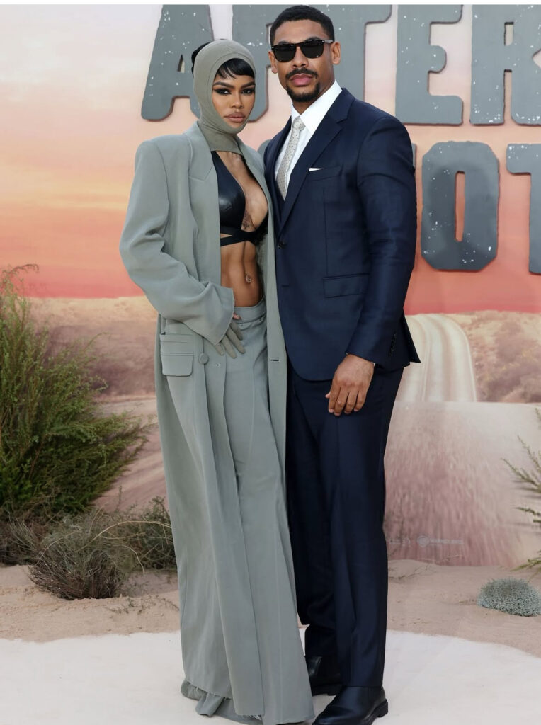 fashion bomb couples: teyana taylor stepped out in a oude wagg ss25 rtw look alongside aaron pierre at the one battle after another premiere