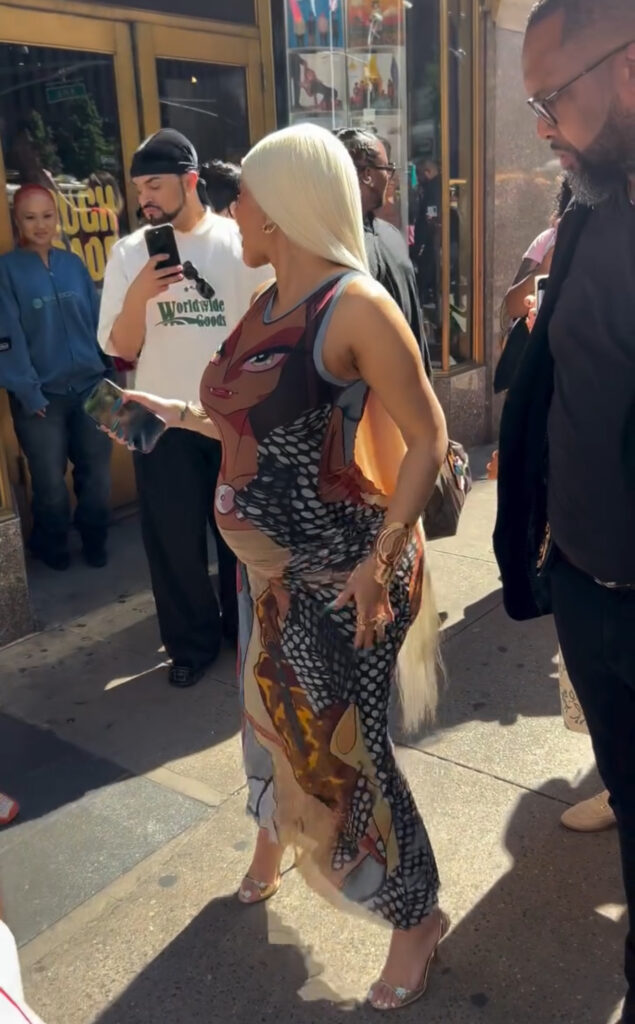 cardi b wears $543 ottolinger cartoon anime dress to the breakfast club
