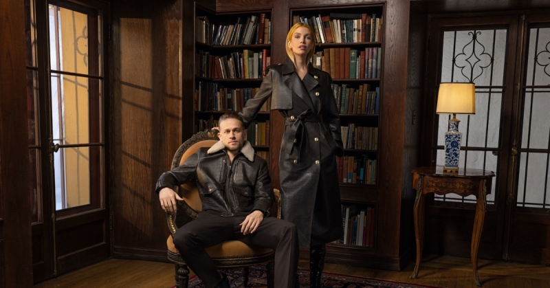 stella maxwell & charlie hunnam layer up in mackage