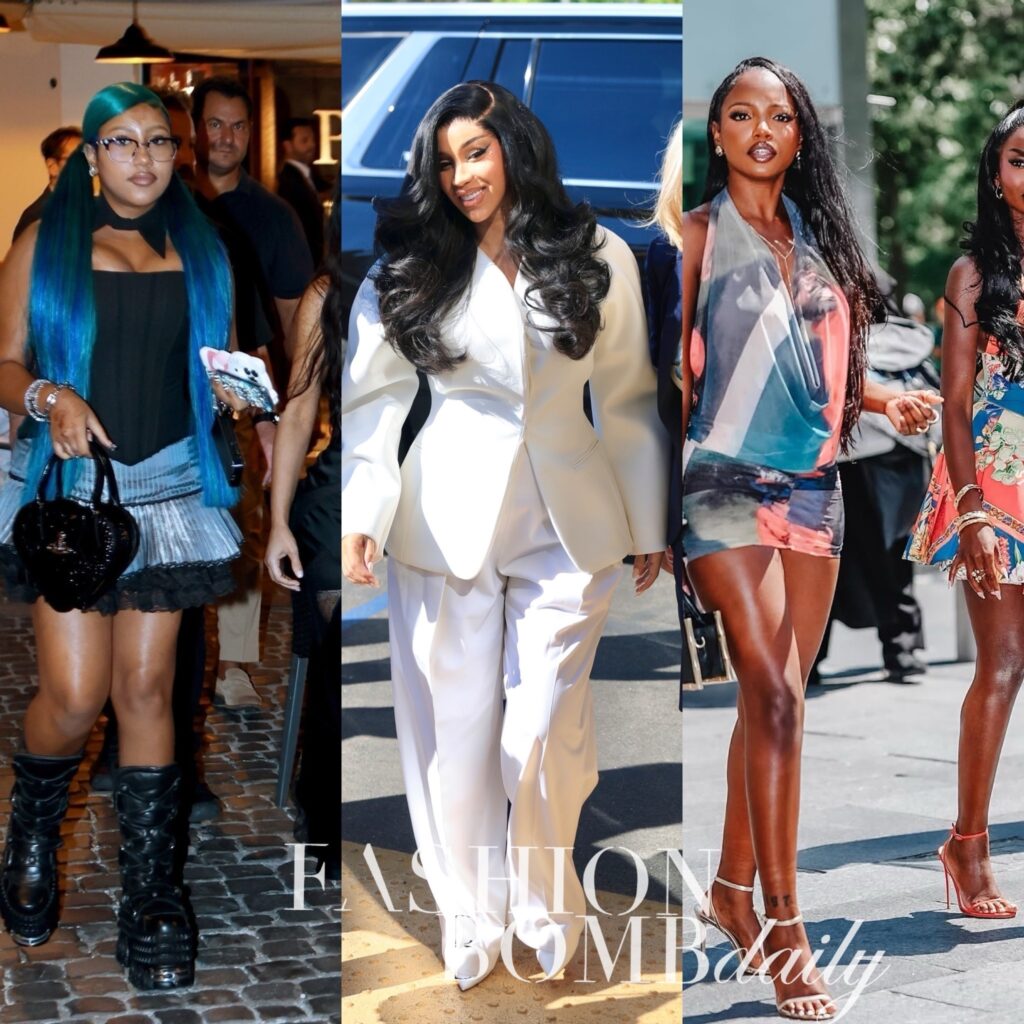 top 5 looks of august 2025 : cardi b in a white jacquemus suit, chelley and olandria in patbo and mugler, rihanna in fenty, and more!