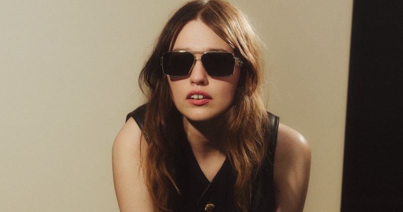 aimee lou wood is the new face of versace greca eyewear