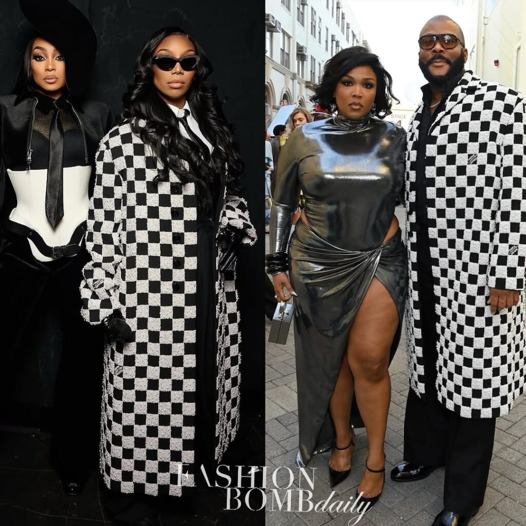 who wore it better? tyler perry vs brandy in louis vuitton’s $101,000 pearl embroidered damier coat