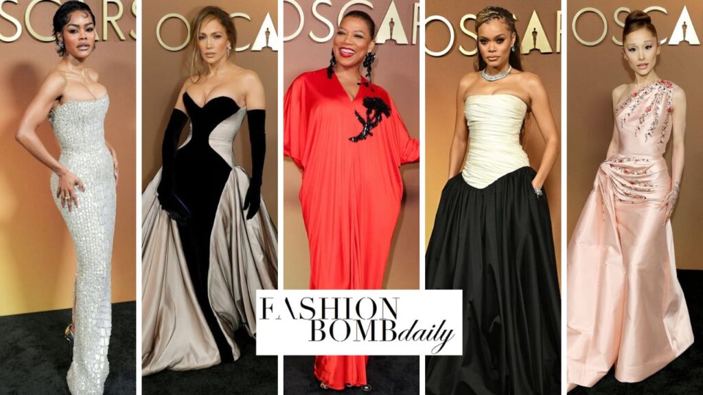 on the scene at the 2025 governor’s awards: jennifer lopez in strapless tamara ralph, teyana taylor in miss sohee, queen latifah in red lanvin & more!
